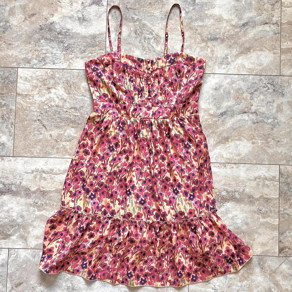Fossil Sun Dress Floral Pattern Sz M Spaghetti Strap Sleeveless Spring Summer - Picture 1 of 15